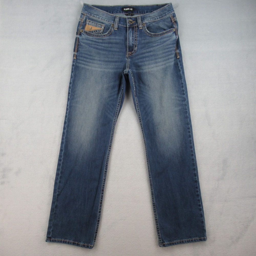 Rank 45 Jeans Mens 31 Blue Straight Leg Stretch Denim Casual